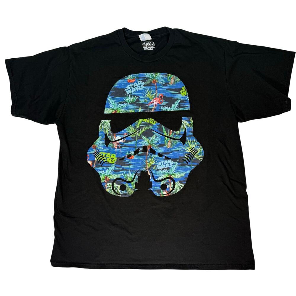 Star Wars T-Shirt Tropical Stormtrooper Helmet Men’s XL Black Tee